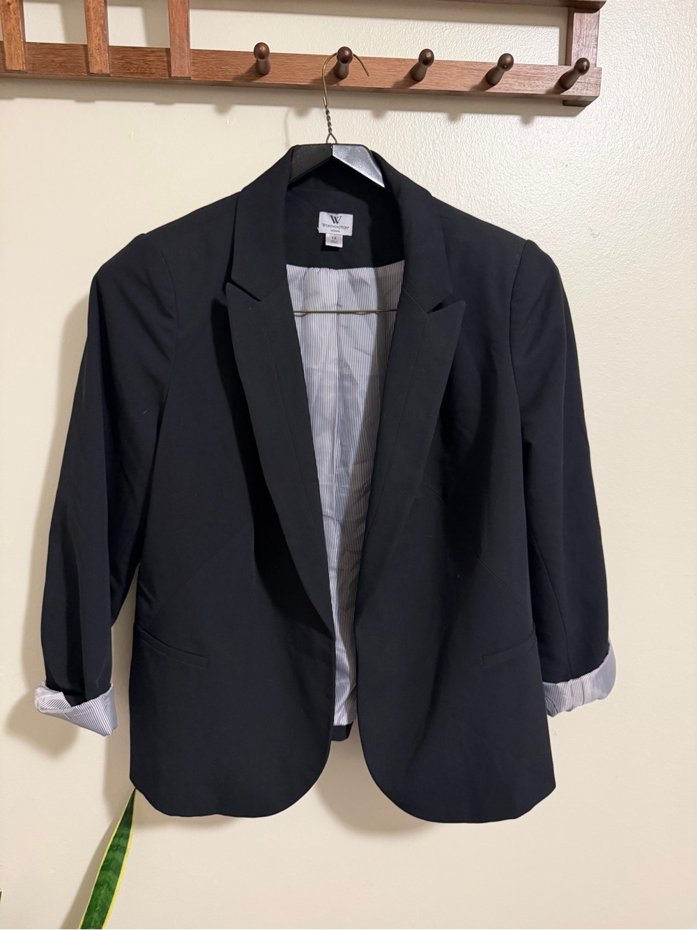 Worthington Black Women's Tailored Blazer with Rolled Cuffs